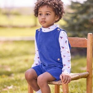 Little English Corduroy Button Tab John John